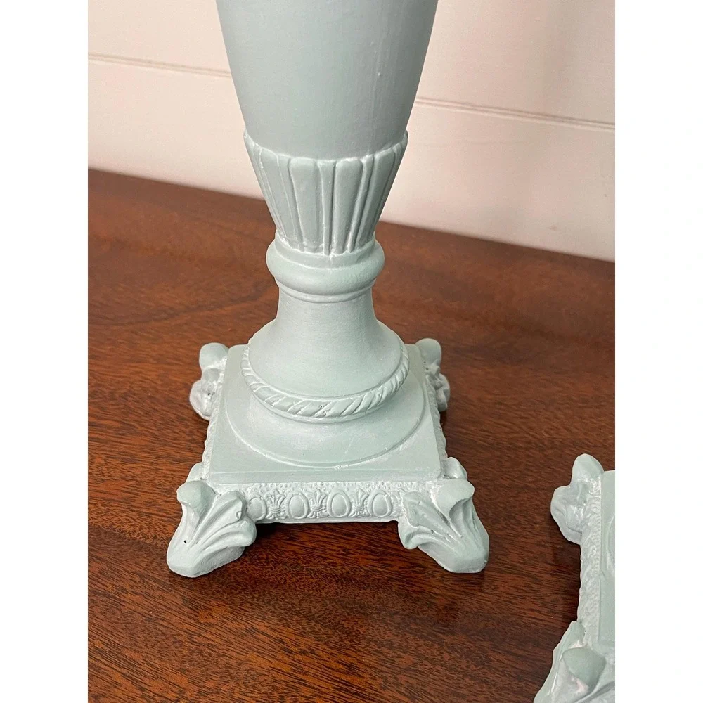 Set of 3 painted coastal ,cottage core, farmhouse, candle holders statement